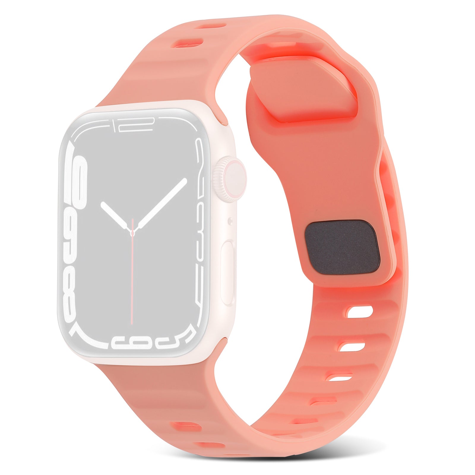 Uniqkart for Apple Watch Ultra 49mm / Series 8 7 45mm / 6 5 4 SE (2022) SE 44mm / 3 2 1 42mm Watchband Silicone Watch Strap with Square Buckle - Pink Uniqkart for Apple Watch Ultra 49mm / Series 8 7 45mm / 6 5 4 SE (2022) SE 44mm / 3 2 1 42mm Watchband Silicone Watch Strap with Square Buckle - Pink